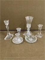 Collection of Glass Candlesticks