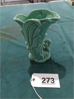 McCoy 9 inch Green Swan Vase