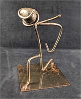 Hand-Made Metal Abstract Bowing Man Sculpture