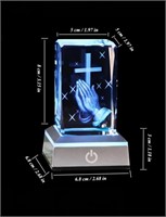 1pc 3D Crystal Cross In Hand With Multicolor LED