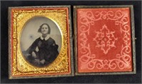 Gutta Percha Case With Tintype Of  An Older Woman
