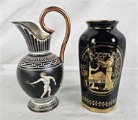 6" Asian Style Vase & Greek Pitcher