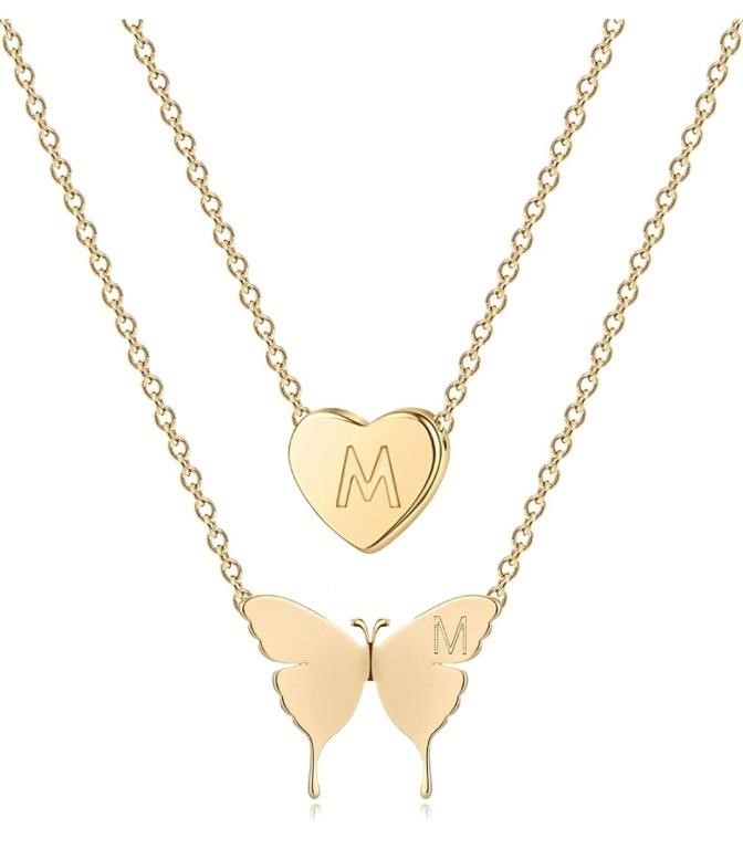 New - Gold Initial Layered Necklace 18K Gold