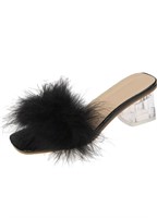 (Used) (Faux fur, Black) (size 37) (2.5 inch