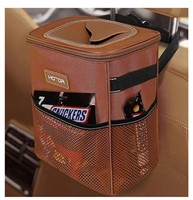 HOTOR Brown Car Trash Can | With Adjustable