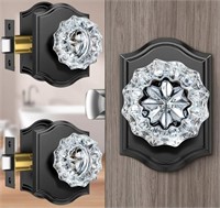 (1 pairs)Crystal Door Knobs with Lock, Glass Door