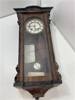 Antique Wall Clock w/ Pendulum. No Key 12x25