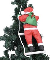 Santa Claus Climbing on Rope Ladder for Christmas