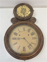 Antique E. Ingraham 8Day Wall Clock w/ Key &
