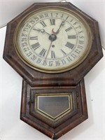 Antique EN Welch 8 Day Wall Clock w/ Key. No