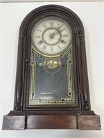 Antique Mantle Clock w/ Key & Pendulum. Made In