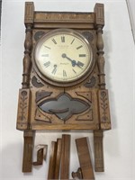 Antique T. Glover Wall Clock w/ Key & Pendulum.