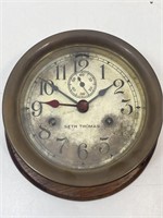 Seth Thomas Brass Ship Clock. 7in. No Key