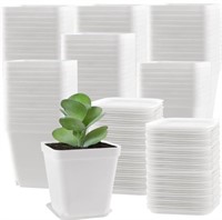 JEUIHAU 80 PCS White Square Plastic Plant Pots,