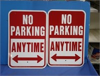 2 New Metal No Parking Signs