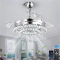 (NEW)Deckrico Crystal Ceiling Fan with Light