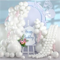 (NEW)White Balloons Arch Kit - 110Pcs Birthday