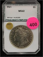 1921 Silver Morgan Dollar Cased Graded