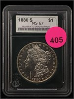 1880-s Silver Morgan Dollar Cased Graded