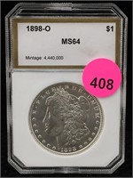 1898-o Silver Morgan Dollar Cased Graded