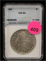 1896 Silver Morgan Dollar Cased Graded