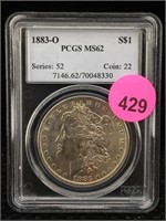 1883-o  Silver Morgan Dollar Pcgs Ms62
