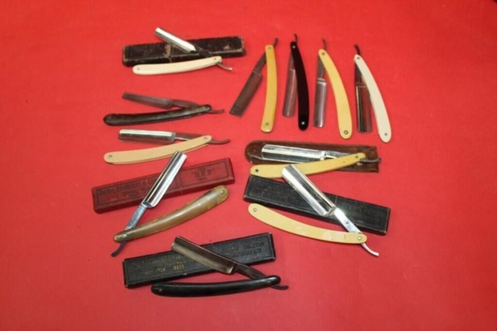 11pc Antique German razors & others