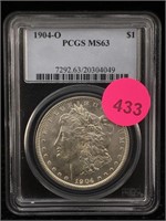 1904-o  Silver Morgan Dollar Pcgs Ms63