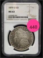 1879-s Silver Morgan Dollar Ngc Ms63