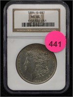 1884-o Silver Morgan Dollar Ngc Ms64