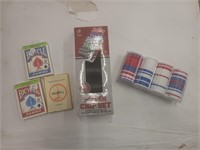Poker chip sets, playing cards