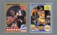 Lot of 2 Magic Johnson 1990 NBA Hoops #18 & #157
