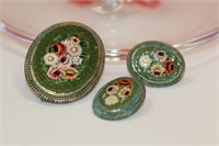 3pc Italian Mosaic Pin & Earrings