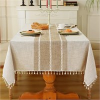 Laolitou Rustic Tablecloth Cotton Linen