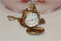 Elgin Pocket Watch w/ opal slide on chain