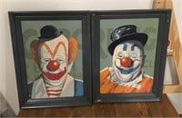 2 paint-by-number clown paintings
