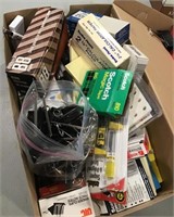 Shoebox full of office supplies