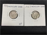 1936 & 1937 Mercury Dimes