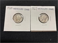 1925 & 1927 Mercury Dimes