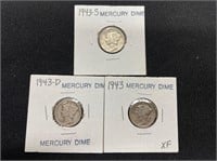 1943 PD&S Mercury Dimes