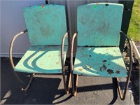 2- Vintage Metal Chairs - Light Duty