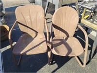 2- Vintage Brown Metal Chairs