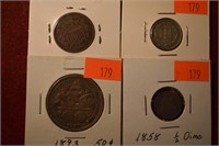 (4pcs.) 1865 2c. VG., Also: 1870 3c. VF