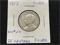 1953 Cuba 25 Centavos
