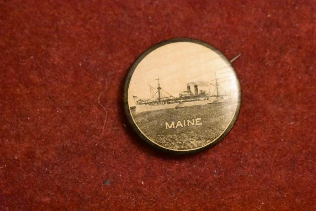 Rare USS Maine photo pinback 1896 by Whitehead & .