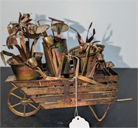 Vintage Copper Wheeled Flower Cart