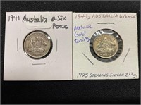 1941 & 1943 Australia 6 Pence