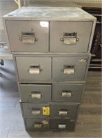 Set of 5 Metal double Filing Cabinets. Approx.