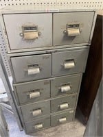 Set of 5 Metal double Filing Cabinets.