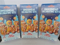 3 Gingerbread decorating kit 3 large cookies per